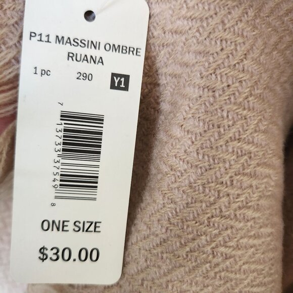 Massini Ombre Ruana One Size Beige Taupe Wrap Shawl Fall Winter Boho Prairie - Picture 8 of 11